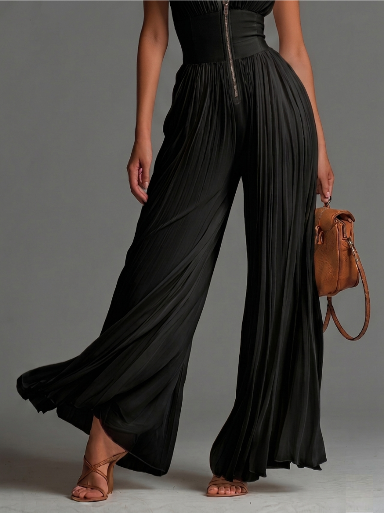 Notte | La Tuta Plissé in Chiffon Nero