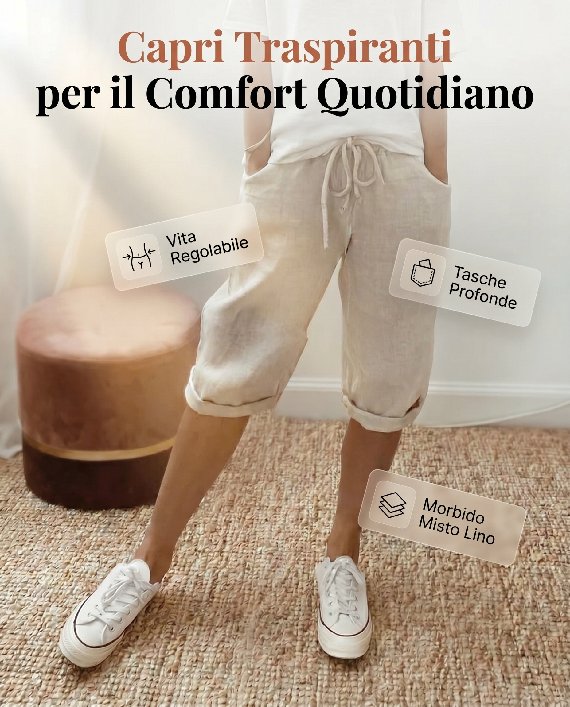 Vera | Pantaloncini da donna in cotone e lino
