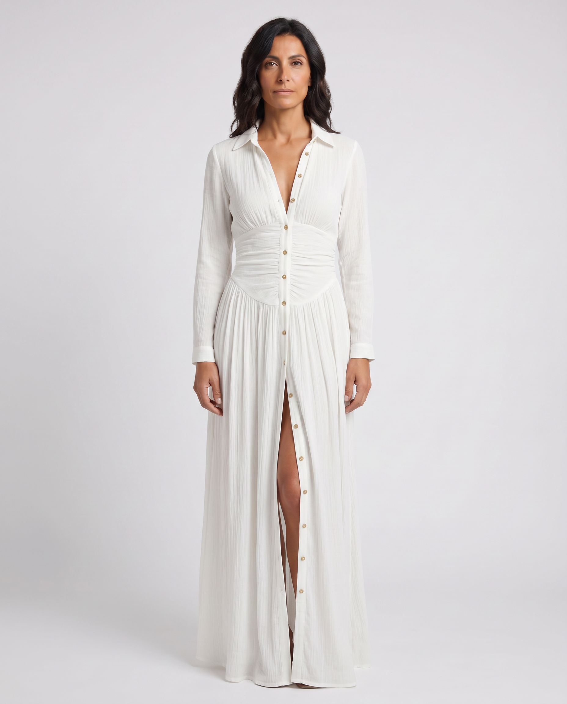 Tuta Zsófia – Chiffon bianco plissettato