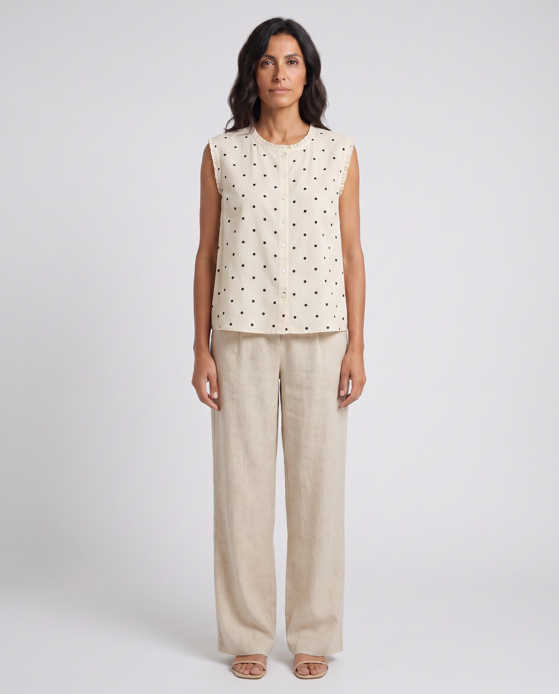 Marielle Linen Dot Blouse